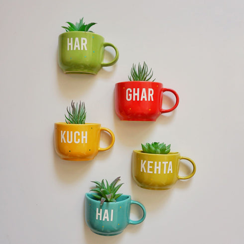 Outdoor Wall Planter - Har Ghar Kuch Kehta Hai Cup Planter Set - Wall Planters - Balcony Decor - Succulent Planter - Small Pot - Plant Lover Gift - Buy Online India - Free Shipping